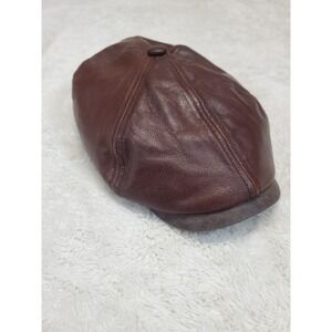 Jaxon Classic Brown Leather Newsboy Flat Ivy Driving Cap Hat Medium Retro Boho